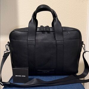 Michael Kors Men’s Cooper Large Leather Briefcase - Black